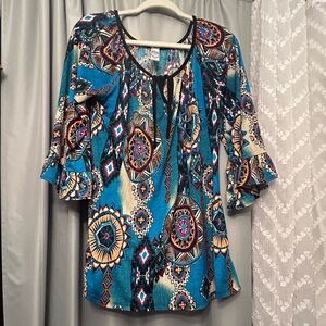 1/2off 2b together boho western colorful hippie tunic dress top M #09 fairycore
